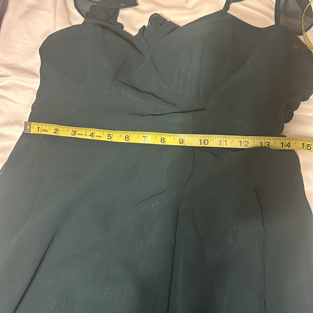 Emerald green formal azazie dress. - Picture 5 of 8
